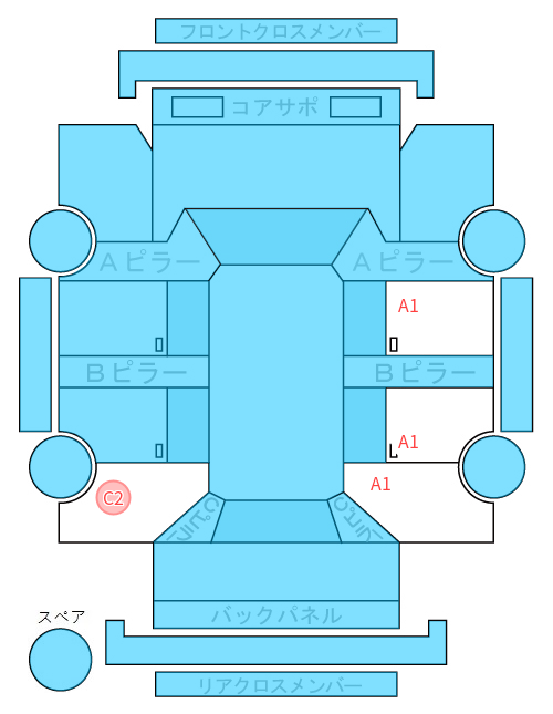 Body condition diagram (damage marks, Japanese labels)