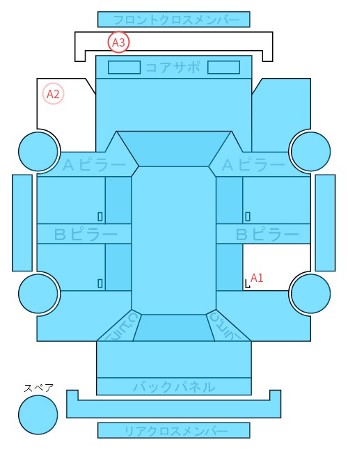 Body condition diagram (damage marks, Japanese labels)