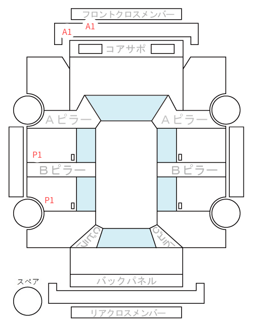 Body condition diagram (damage marks, Japanese labels)