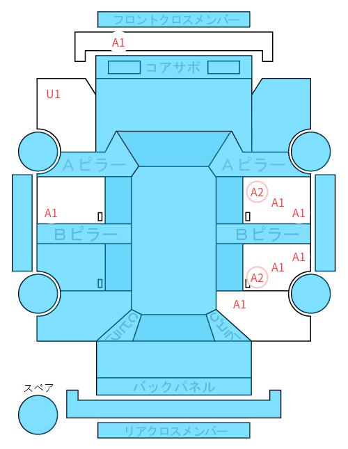 Body condition diagram (damage marks, Japanese labels)