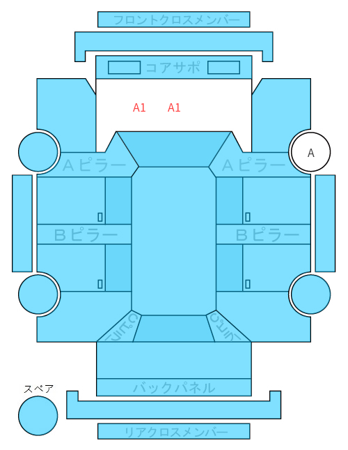 Body condition diagram (damage marks, Japanese labels)