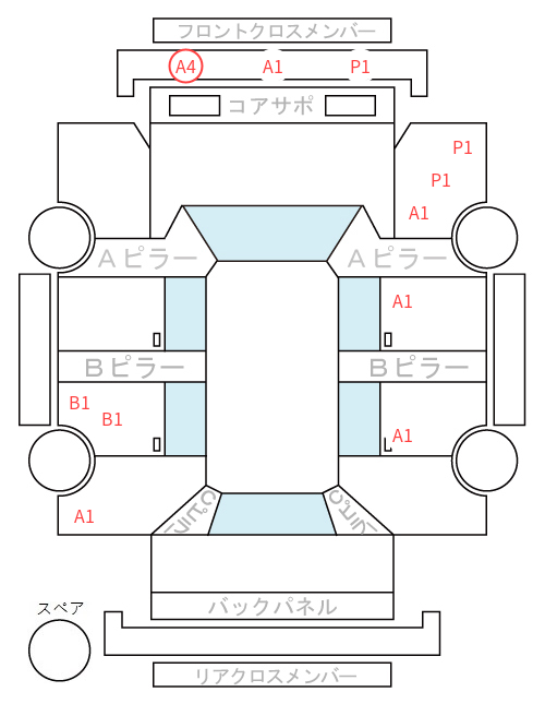 Body condition diagram (damage marks, Japanese labels)