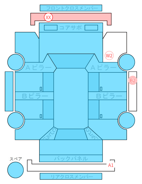 Body condition diagram (damage marks, Japanese labels)