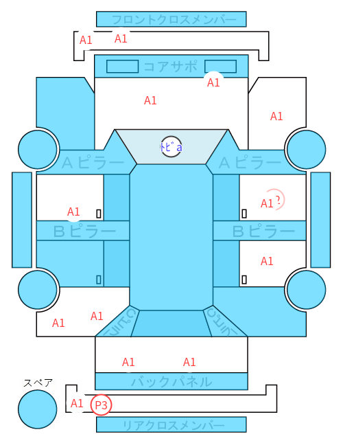Body condition diagram (damage marks, Japanese labels)