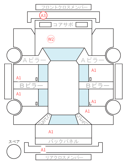 Body condition diagram (damage marks, Japanese labels)