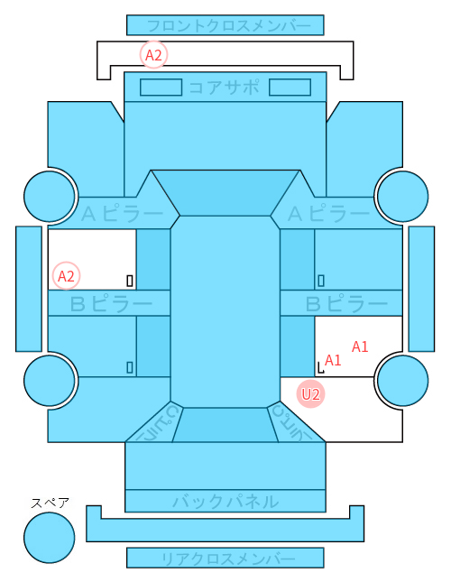 Body condition diagram (damage marks, Japanese labels)