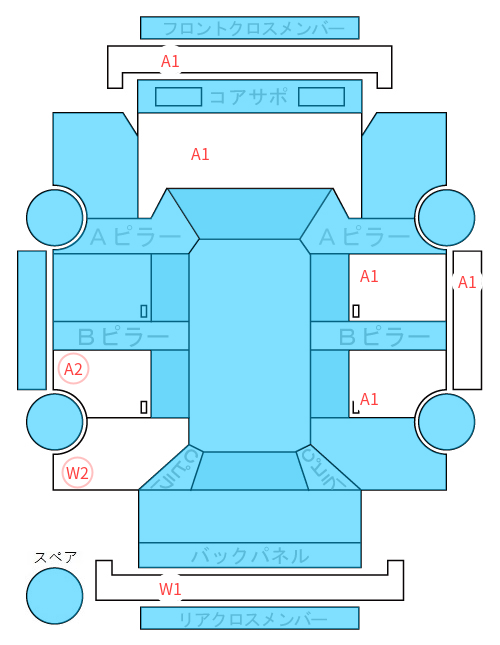 Body condition diagram (damage marks, Japanese labels)