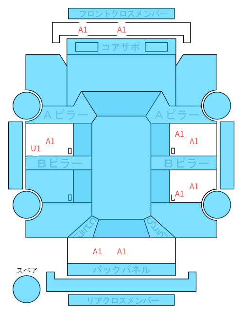 Body condition diagram (damage marks, Japanese labels)