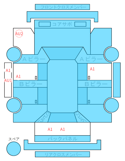 Body condition diagram (damage marks, Japanese labels)