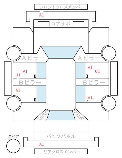 Body condition diagram (damage marks, Japanese labels)
