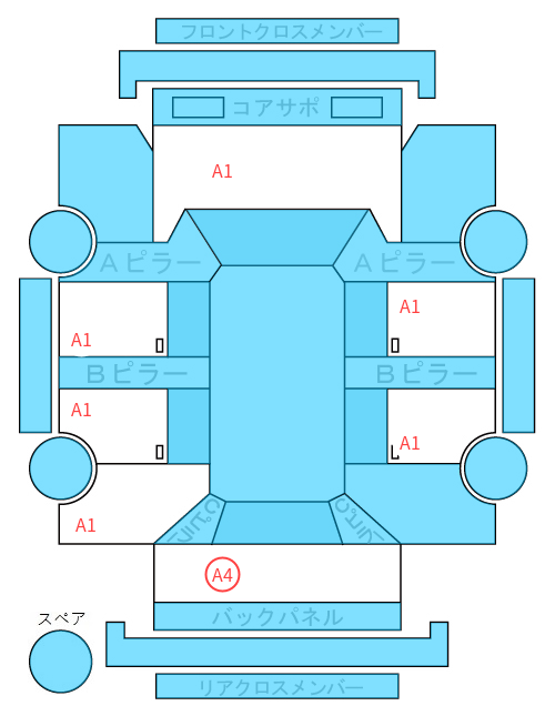 Body condition diagram (damage marks, Japanese labels)