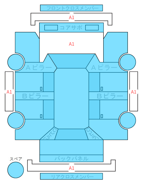 Body condition diagram (damage marks, Japanese labels)