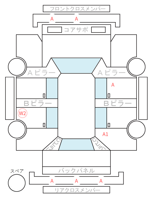 Body condition diagram (damage marks, Japanese labels)