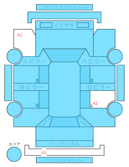 Body condition diagram (damage marks, Japanese labels)