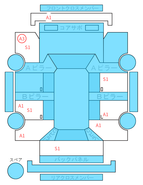 Body condition diagram (damage marks, Japanese labels)