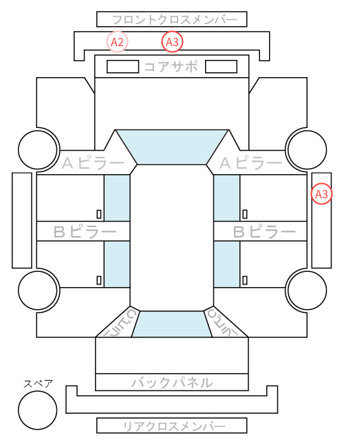 Body condition diagram (damage marks, Japanese labels)