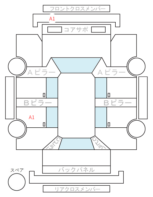 Body condition diagram (damage marks, Japanese labels)