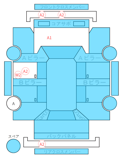 Body condition diagram (damage marks, Japanese labels)