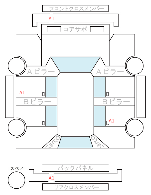 Body condition diagram (damage marks, Japanese labels)