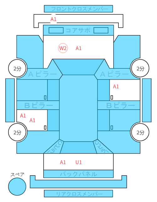 Body condition diagram (damage marks, Japanese labels)