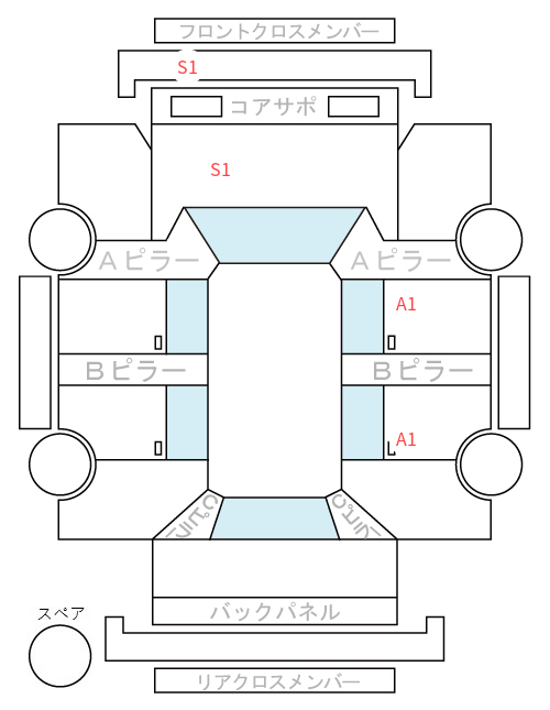 Body condition diagram (damage marks, Japanese labels)