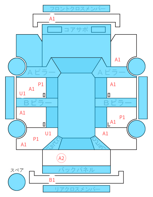 Body condition diagram (damage marks, Japanese labels)