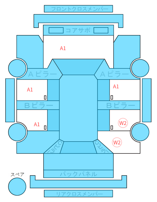 Body condition diagram (damage marks, Japanese labels)