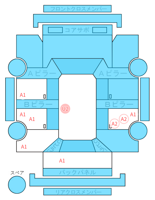 Body condition diagram (damage marks, Japanese labels)