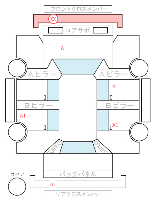 Body condition diagram (damage marks, Japanese labels)