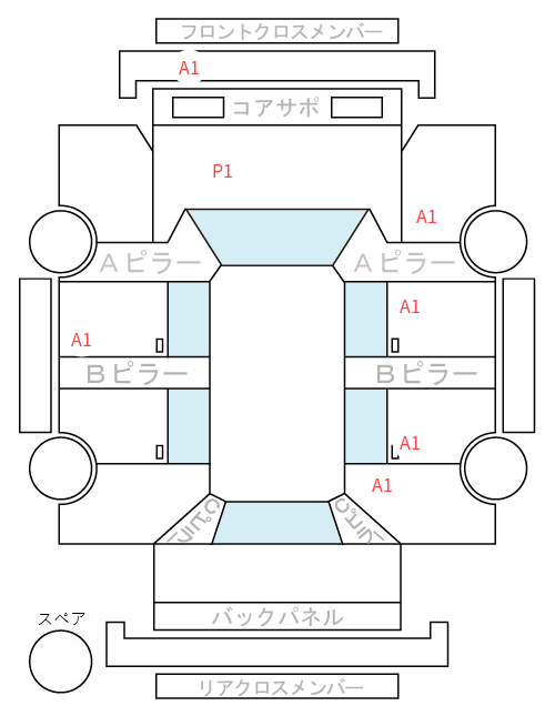Body condition diagram (damage marks, Japanese labels)