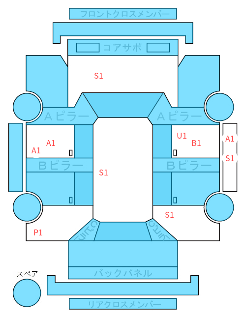 Body condition diagram (damage marks, Japanese labels)