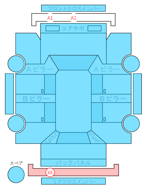 Body condition diagram (damage marks, Japanese labels)
