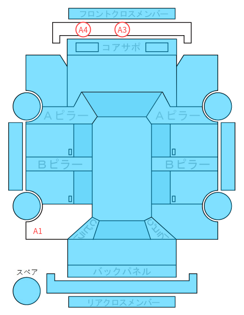 Body condition diagram (damage marks, Japanese labels)