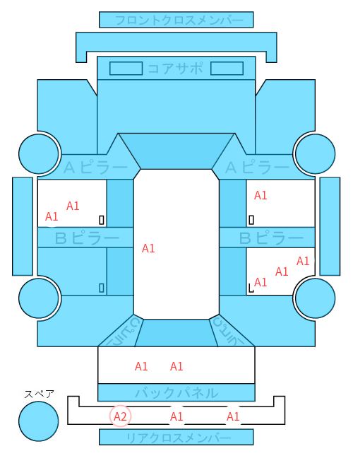 Body condition diagram (damage marks, Japanese labels)