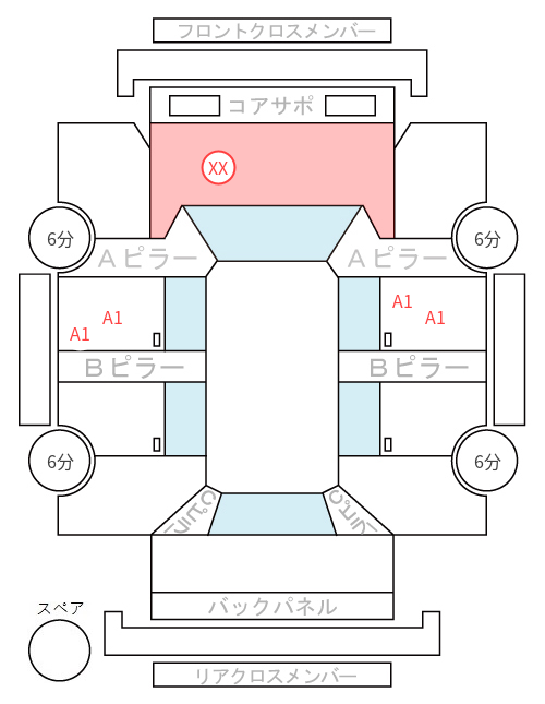 Body condition diagram (damage marks, Japanese labels)