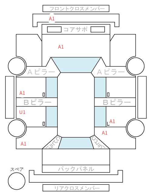Body condition diagram (damage marks, Japanese labels)