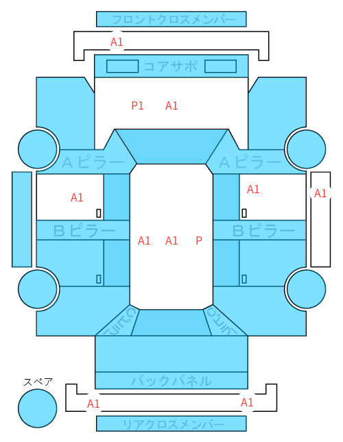 Body condition diagram (damage marks, Japanese labels)