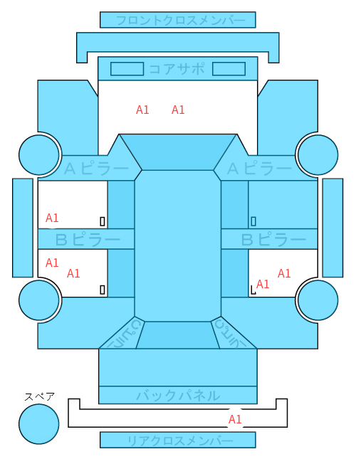 Body condition diagram (damage marks, Japanese labels)