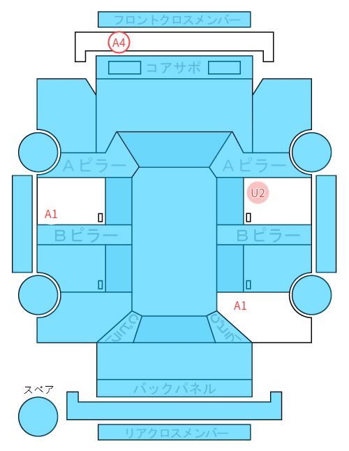 Body condition diagram (damage marks, Japanese labels)