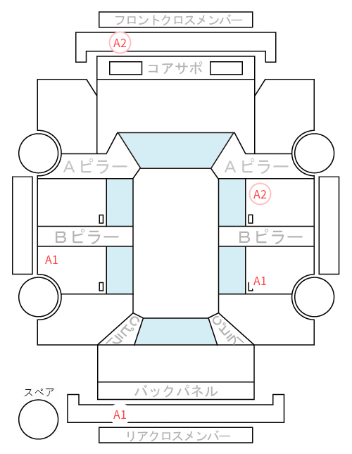 Body condition diagram (damage marks, Japanese labels)