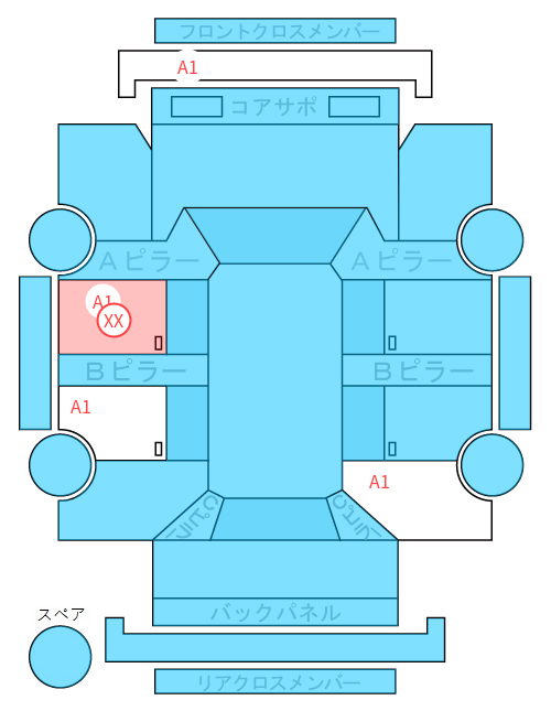 Body condition diagram (damage marks, Japanese labels)