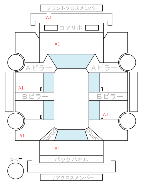 Body condition diagram (damage marks, Japanese labels)