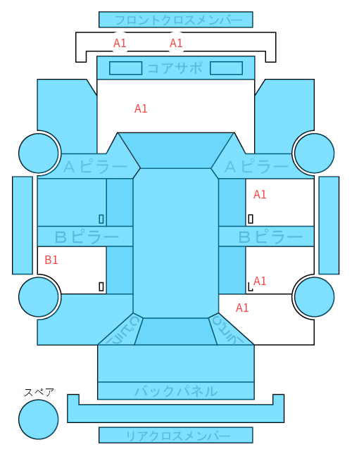 Body condition diagram (damage marks, Japanese labels)