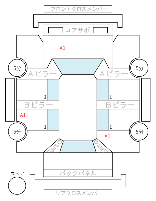 Body condition diagram (damage marks, Japanese labels)