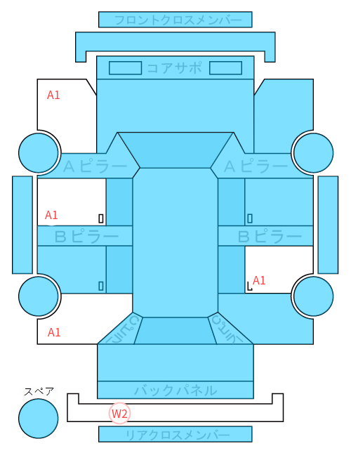 Body condition diagram (damage marks, Japanese labels)