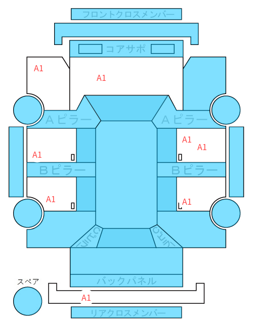 Body condition diagram (damage marks, Japanese labels)