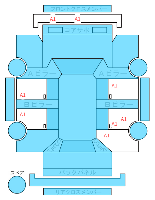 Body condition diagram (damage marks, Japanese labels)
