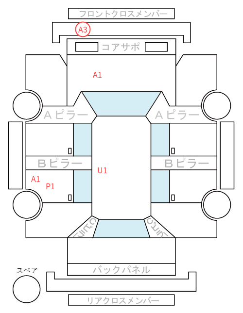 Body condition diagram (damage marks, Japanese labels)