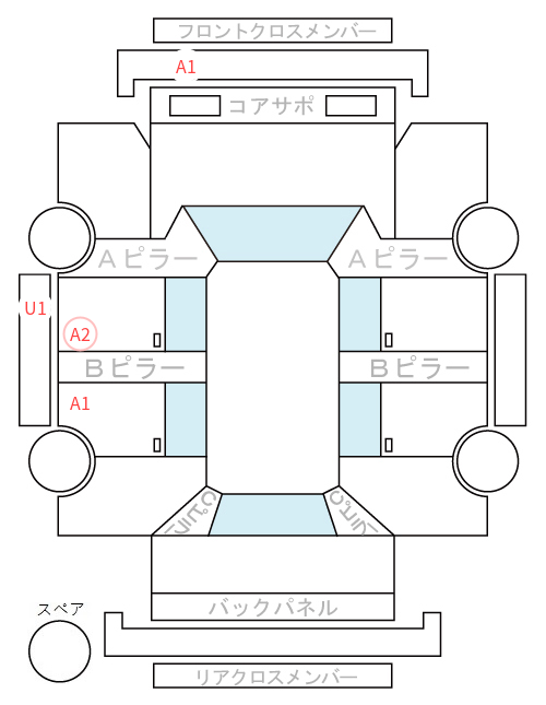 Body condition diagram (damage marks, Japanese labels)