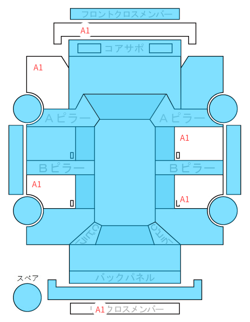 Body condition diagram (damage marks, Japanese labels)